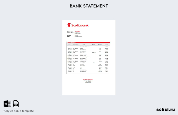 цифровая загрузка шаблона слова выписки банка Scotiabank на Ямайке